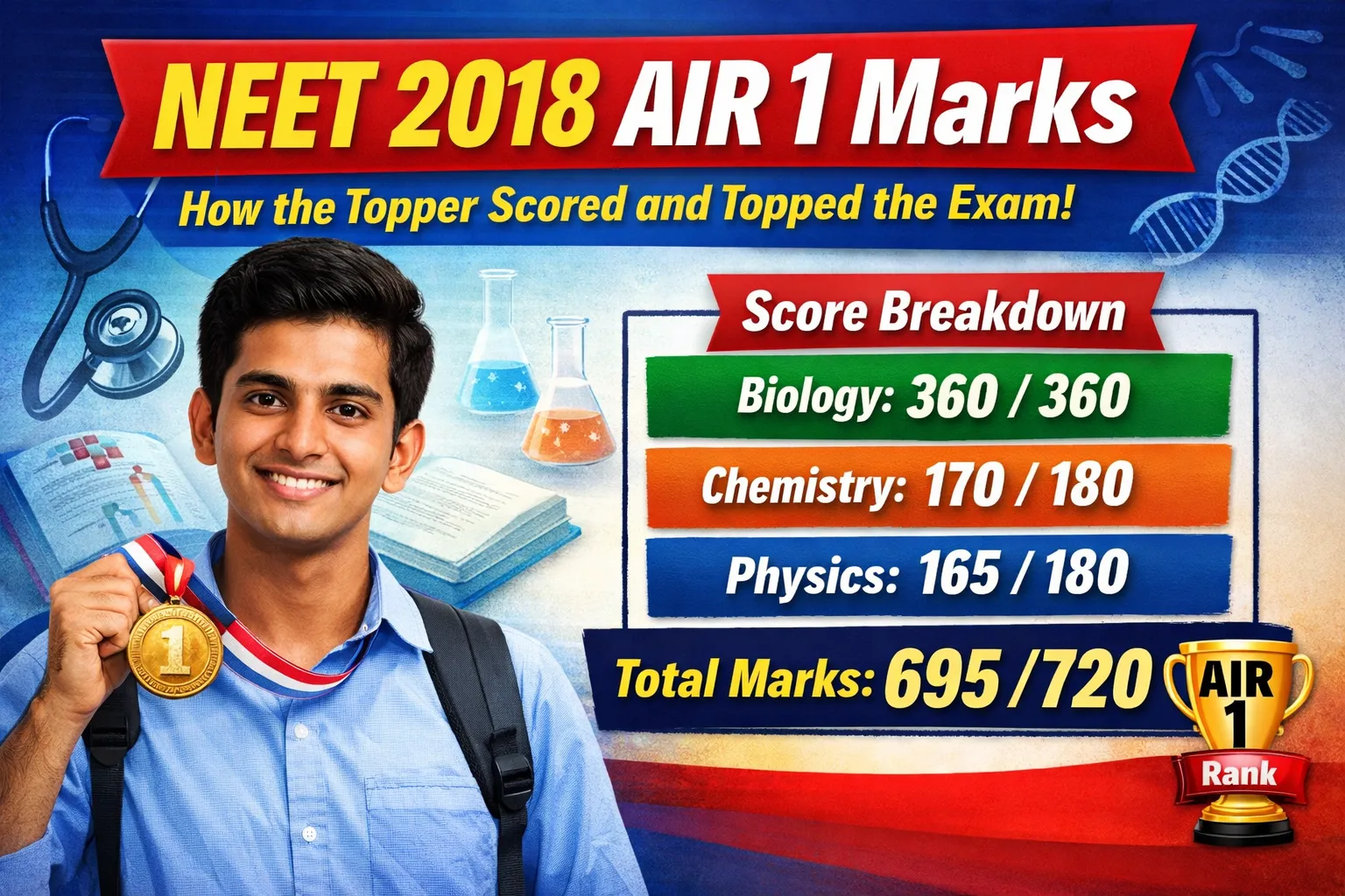 NEET 2018 AIR 1 Marks: How the Topper Scored and Topped the Exam